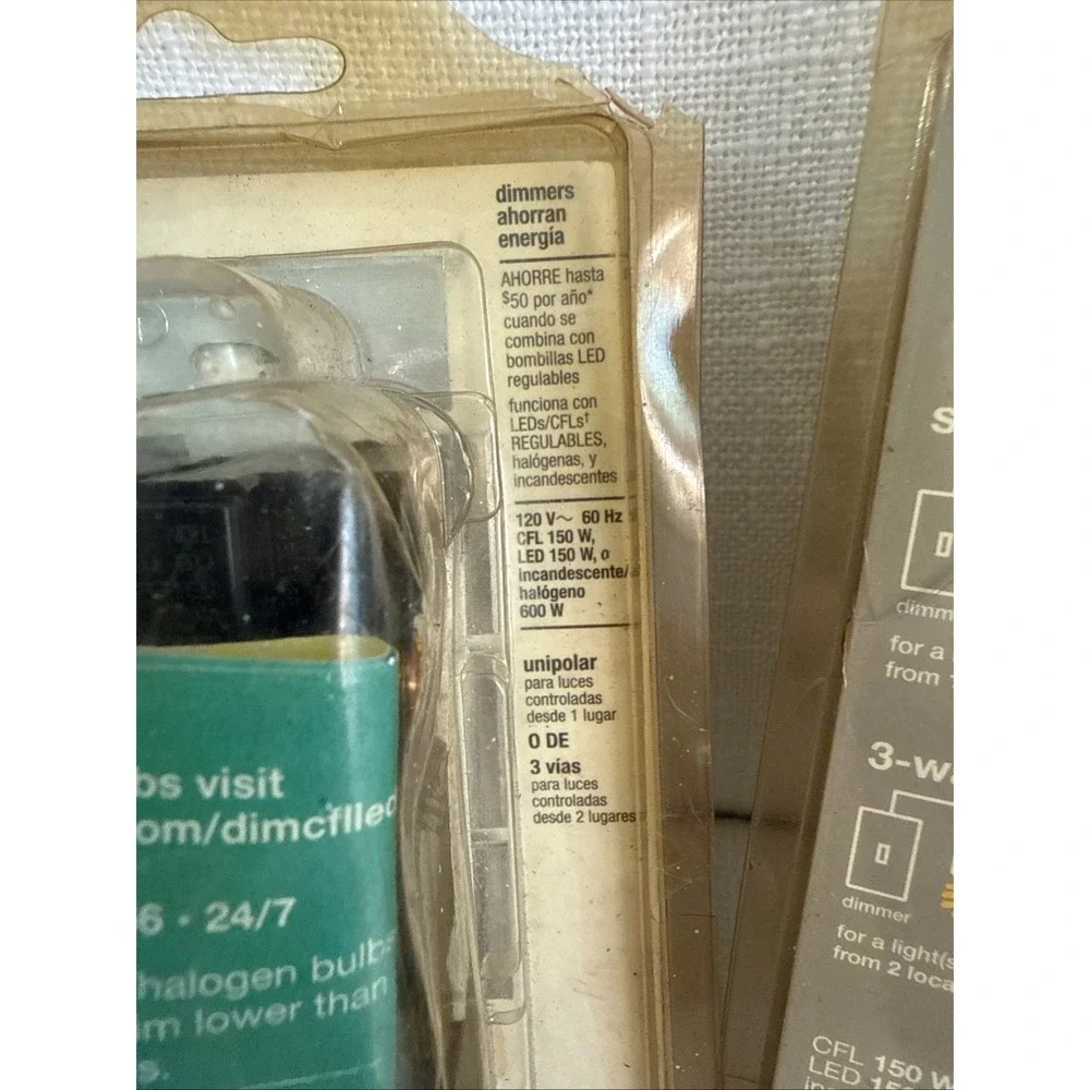 2x Lutron Toggler Dimmer‎ Switch 150-Watt LED 1-Pole/3-Way TGCL-153PH-WH